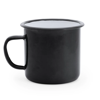 Kubek metalowy emailowany tradycyjny retro 380ml czarny – odzież robocza Modern Company